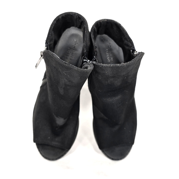 Charlotte Russe Alba Black Vegan Suede, Open Toe, Block Heel Women's Size 7M - Picture 5 of 11